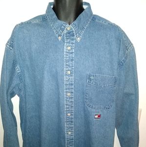 VTG Men’s Tommy Hilfiger Denim Jean Shirt Sz XL
